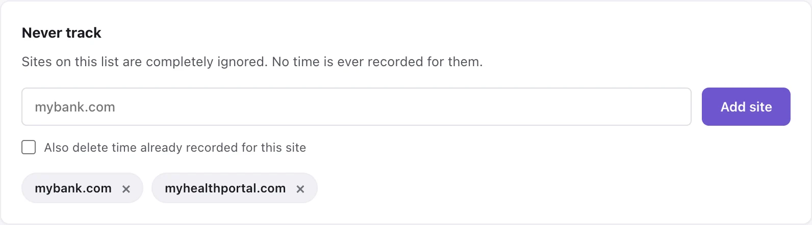 Never-track list in Pulse